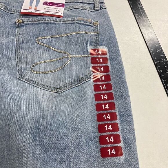 SEVEN7 Women’s Distressed High Rise Skinny Slimming Control‎ Jeans Size 14 Blue - Picture 4 of 11